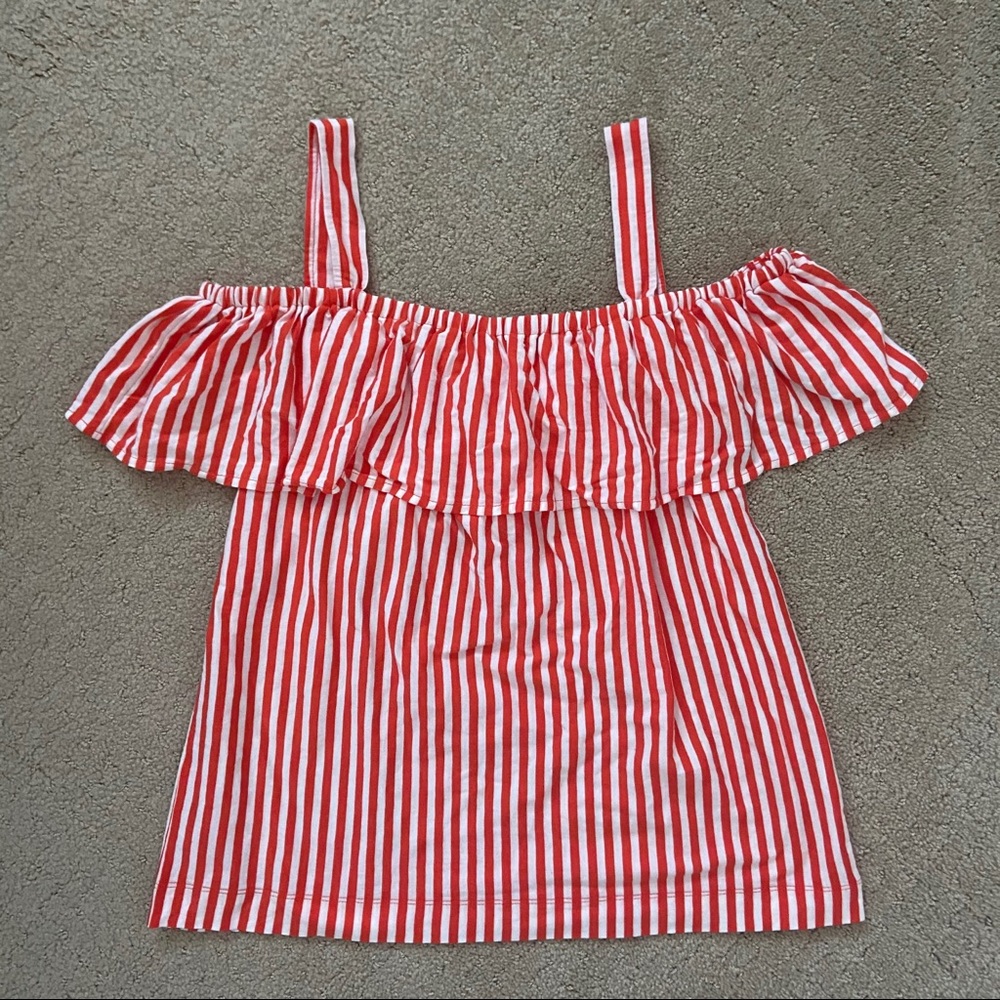 NWT JCrew Womens Orange Striped Off-The-Shoulder